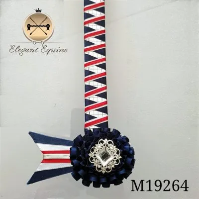 Navy, Red and White with Silver Mirror Browband
