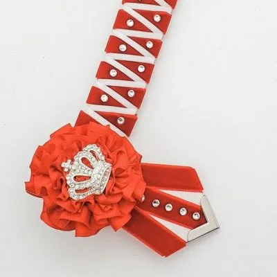 Red Velvet Sharks Teeth Browband with white