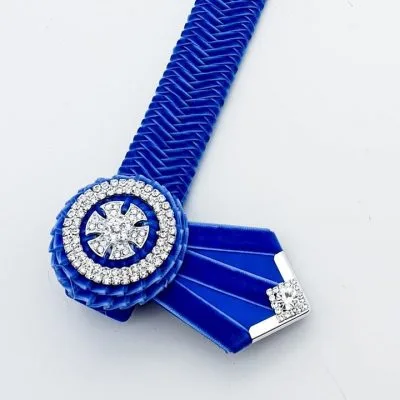 Royal Blue Velvet Herringbone Braided Band
