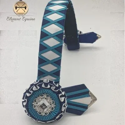 Blue and White Diamond edged in silver Browband