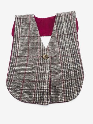 Grey and Maroon Check Mini Vest - Elegant Equine Browbands & Accessories