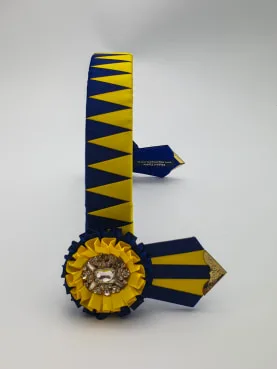 Navy Blue and Yellow Sharks Teeth Browband