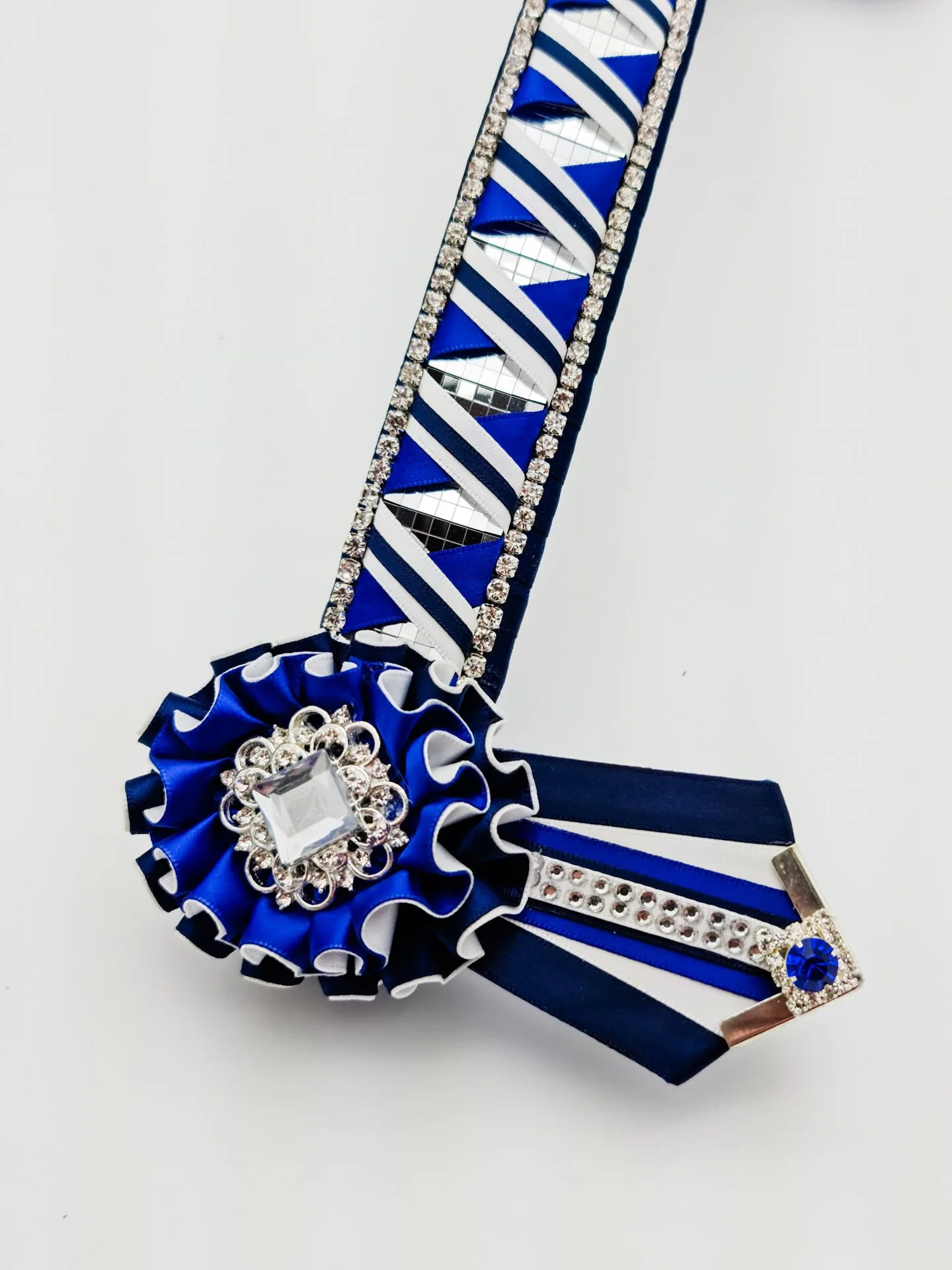 Navy, Royal and White Mirrored Browband