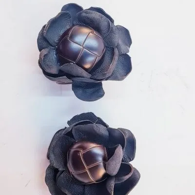 Leather Hunter Rosettes - Camellia