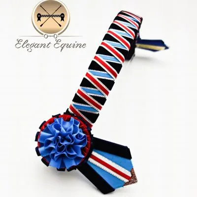 Black, Royal and Red Ribbon Browband
