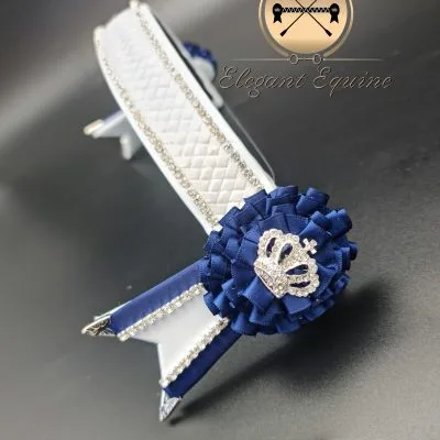 White and Navy Wet Look Browband