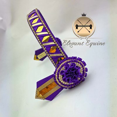 15.5 x 1.25 inch Purple and Gold Mirror Browband