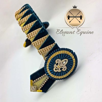 15.5 x 1.25 Teal & Gold Browband
