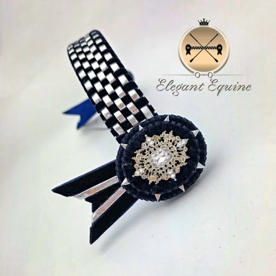 14.5 x 1.25 inch Navy and Silver Check Browband
