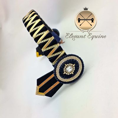 15.5inch x 1.25inch Navy & Gold Sharks Teeth Browband