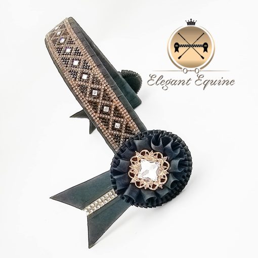 16" x 1.25 inch Black & Gold Bling Browband
