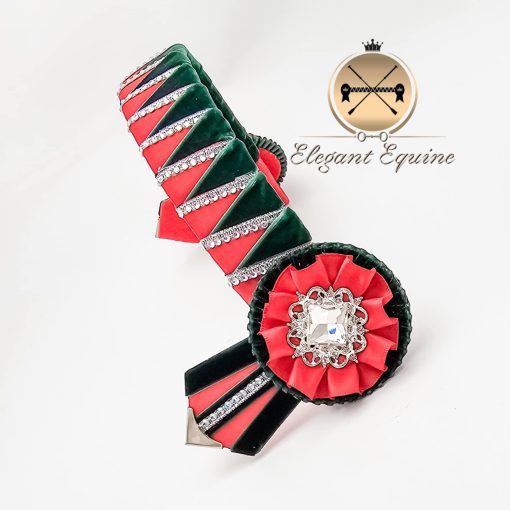 13.5" x 1.25 Red and Green Sharks Tooth Browband