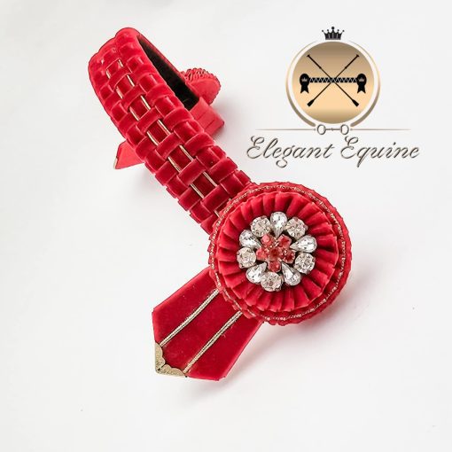 13.5" x 1" Red Velvet Check Browband with a Touch of Gold