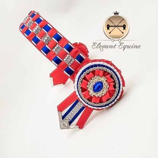 14" x 1.25" Red, Royal & White Check Browband