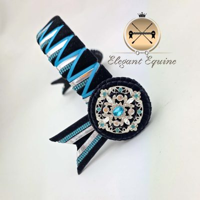 13.5 x 1.25 Black, Silver & Turquoise Sharks Teeth Browband