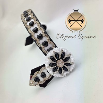16 x 1.25inch Black & white Heart Chain Browband
