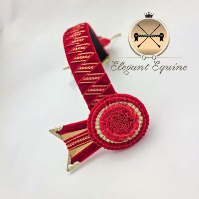 14.5 x 1.25 inch Red Velvet with Gold Detail Browband