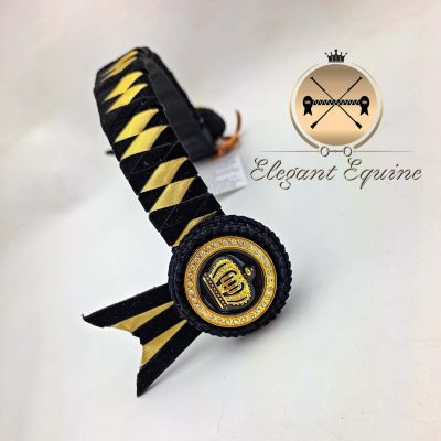 15.5 x 1.25 inch Black and Gold Double Alternate Diamond Browband