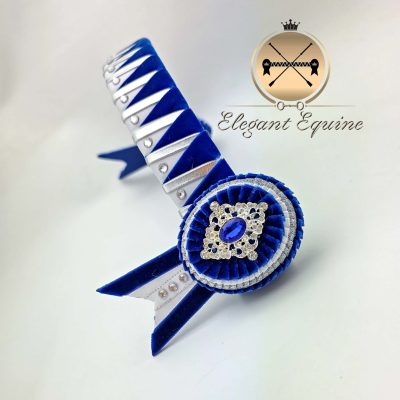 15.5 x 1.25 inch Royal Blue and White Sharks Teeth Browband with Diamonties