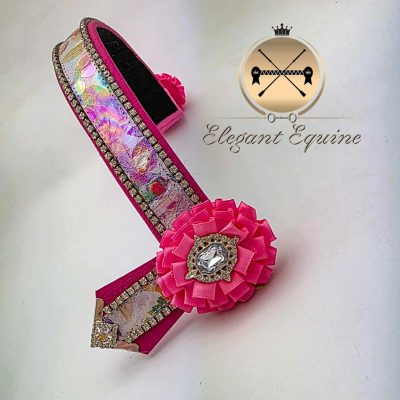 15 x 1.25 inch Pink Floral Leather Browband