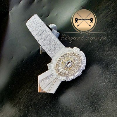 14 x 1 inch White & Silver Check Browband