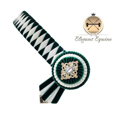15.5 x 1.25 inch Hunter Green & White Diamond Browband
