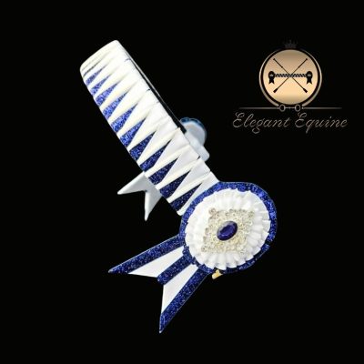 15 x 1.25inch Metalic Blue & White Sharks tooth Browband