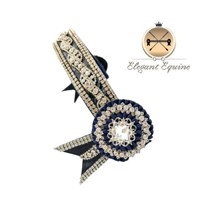 15.5x1.25 inch Navy Patent Mega Bling Browband